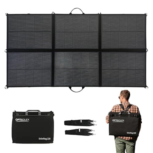 OPTISOLEX 220W Portable Solar Panel, Foldable SolarBag with USB-C 45W & Dual USB-A Ports, N-Type High Efficiency Solar Blanket, 18V Solar Charger for Power Station, Camping, RV, Off-Grid, SUV, Marine