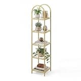 HETHLIF 5 Tier Gold Bookshelf Tempered Glass Arched Display Storage Rack
