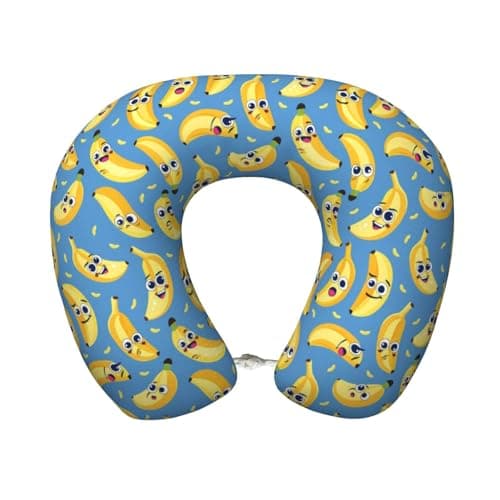 Pioyoku Banana Fruit (1) Print Memory Foam Travel Neck Pillow, U-Shaped Portable Neck Support Pillow for Airplane Office and Car