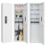 kindepot 53" Passwod Touch Panel In-Wall Safe,Hidden Wall Gun Safe for Rifles with Adjustable Shelves,Assembled Storage Multifunctional Wall Safe for Firearm and Valuables (White-Digital)