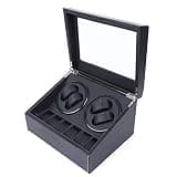 CTYSZZA Watch Winder for Automatic Watches, Watch Winder Box Ultra Quiet Motor 4 Watch Winder with 6 Extra Storage Slots PU Leather