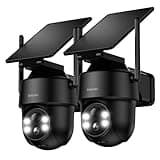 GALAYOU 2K Cameras for Home Security-2.4G WiFi Outdoor Camera Wireless Solar/Battery Powered, 360° PTZ Color Night Vision, PIR Detection, SD/Cloud Storage, Waterproof, Work with Alexa, R1 2P Black
