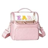 Trahzia Mouse Ears Travel Case with Detachable Divider, Headband Holder Organizer Bag with Shoulder Strap, Chenille Letter Hair Accessories Storage Box, Pink