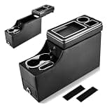 Center Console Between Seats for Trucks, SUVs, Minivans, Middle Van – 20.86"L x 7.06"W x 13.77"H – Floor/Bench Mount Large Storage Box with Locking & Sliding Lid, Dual Cup Holders, Armrest ,No Drill