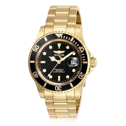 Invicta Men's Pro Diver Quartz Watch with Stainless Steel Strap, Gold, 20 (Model: 26975)