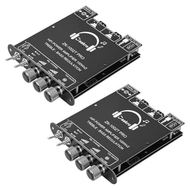Daakro 2PCS ZK-1002T PRO 2.0 Channel Bluetooth 5.3 Amplifier Board 200W HiFi Audio AMP with Treble and Bass, TWS,BT USB and AUX Inputs, DC 12-24V 2.0 Channel Stereo AMP Module for DIY Speakers