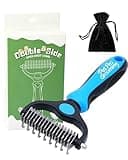 Pet Pro Grooming Tool, 2-In-1 Double-Sided Grooming Tool, Deshedding Dog Brush, Pet Shedding Remover Rounded-Tooth Comb For Painlessly Removing Knots And Loose Hair (Blue-Large)