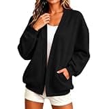 Open Front Cardigan for Women Long Sleeve Loose Fit Soft Comfy Outer Coat Fall Winter Causal Loungewear Jacket 2026 Black
