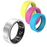 QALO QRNT Smart Ring & 5-Pack Silicone Cover Bundle - Titanium Fitness Tracker for Sleep, HRV, SpO2 & Wellness - Waterproof Snug Fit Size 12 - No Subscription - Pink, Blue & Yellow Protection Skins