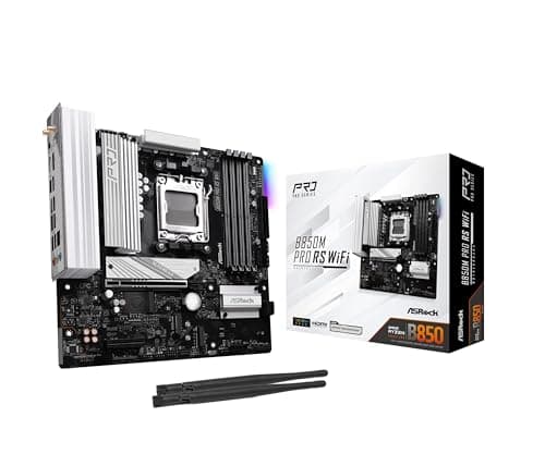 ASRock AMD B850M Pro RS WiFi 6E Socket AM5 Ryzen 9000, 8000 and 7000 Series DDR5 B850 up to 8000+ (OC) MHz 256GB Micro ATX Motherboard M.2 SATA3 6.0 Gb/s PCIe 5.0 Realtek 2.5G LAN BIOS Flashback