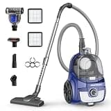 Aspiron Canister Vacuum, Upgraded 1600W Bagless Canister Vacuum Cleaner, Auto Cord Rewind, H13 HEPA Filter, 4Qt Large Capacity, 5 Tools for Hard Floors, Carpet, Pet, Upholstery, Tiles, Prussian Blue