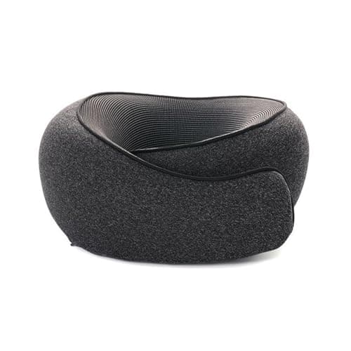 YUEANDCUN Memory Foam Neck Pillow, Gray, Travel Pillow with Breathable Nylon Magnetic Fabric Cover, Ergonomic U-Shape Support (Dark Grey)