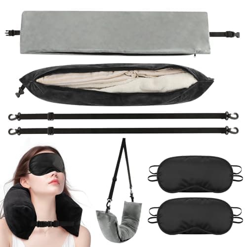 Mellisore 2 Pack Stuffable Travel Pillow for Extra Luggage with 2PCS Eye Masks, Adjustable Velvet Travel Neck Pillow, Stuffable NeckPillow with Clothes(Color: Black, Grey)