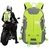 Reflective Motorcycle Backpack – Hi Viz EDC Commuter Bag for Riders, Night Travel, and Daily Use with Helmet Holder, Laptop Compartment, Ventilated Back, Urban Gear (green backpack)