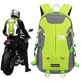 Reflective Motorcycle Backpack – Hi Viz EDC Commuter Bag for Riders, Night Travel, and Daily Use with Helmet Holder, Laptop Compartment, Ventilated Back, Urban Gear (green backpack)