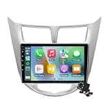 Linux Double Din Car Stereo for Hyundai Accent Verna Solaris 2010-2016 with 9 Inch Touchscreen Radio Built-in Wireless Carplay/Android Auto/Bluetooth/FM/AUX-in/Steering Wheel Controls/Backup Camera