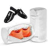 2PCS XXL Shoe Washing Machine Bag with Adjustable Shoes Trees - Heavy Duty Reusable Shoe Laundry Bag for Washer and Dryer - 360° Deep Clean & Protect Chenille Microfiber Sneakers Wash Bags - White