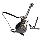 Changor Miniature Electric Guitar Wooden Model 18cm Black with Stand and Case for Home Decoration