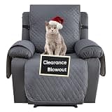 XINEAGE Water Resistant Recliner Cover, Nonslip Recliner Chair Covers for Reclining Chair with Pockets, Quilted Thick Recliner Slipcovers for Pets and Kids (Recliner Chair, Dark Gray)