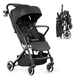 Lightweight Travel Stroller for Airplane, Baby Stroller, One-Handed Fold Stroller, Extendable Canopy, Storage Basket, Cup Holder, Compact & Portable Strollers for Toddlers 6-36 M