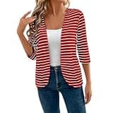 3/4 Sleeve Cardigan for Women Lightweight Soft Comfy Open Front Jacket Trendy Casual Vacation Layering Cover Up Top Red