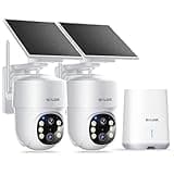SOLIOM- 5MP Security Cameras Wireless Outdoor, No Subscription & Solar Powered,2-Cam Pack Home Security Camera with 360° Auto Human Motion Tracking, 3K Color Night Vision,5G & 2.4G Router Compatible