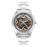FodPand Analog Men Stainless Steel Band Watch Big Face Silver Wristwatch