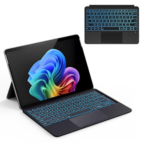 XICZORA Surface Pro 12 Keyboard (2025) for Microsoft Surface Pro 12" Device, Bluetooth Wireless Magnetic Type Cover with 7-Color Backlit, Multi-Touch Trackpad, Ultra-Slim Rechargeable, Black