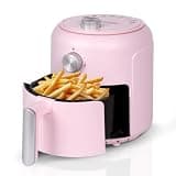 MIRASTON 2.8QT Personal Mini Air Fryer, Dial Control Temp & Time, Nonstick Basket Dishwasher Safe, Fast Cooking, Reheat Leftover, Small Pink Air Fryers for 1-2 People, Suitable for Dorm Apartment