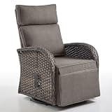 Belord Dual-Adjust Outdoor Swivel Recliner Chair – Wicker Reclining Patio Chair with Adjustable Backrest and Footrest, All-Weather Wicker Chaise Lounge Chair Outdoor for Pool Deck 2.0