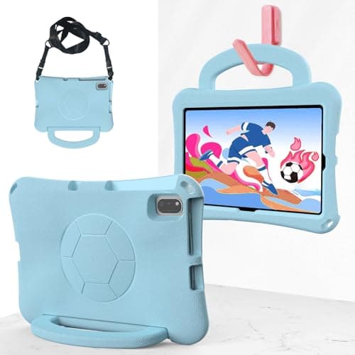 PREDCFVY Kids Case For Lenovo Tab M10 Plus 10.3 Inch/K10 .3" TB-X606F/TB-X606X/TB-X6C6F/TB-X6C6X, Lightweight EVA Kid Friendly Shockproof Protective Cover with Handle Stand+Shoulder Strap(Light blue)