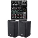 Yamaha MGX16 B 22-Channel Digital Mixing Console Bundle with 2x DBR10 700W Powered Speakers and HPH-MT5 Monitor Headphones — 22x22 USB PA System for Bands, Worship, Streaming, Recording