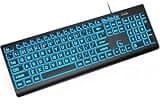 SABLUTE K11PRO Large Print Backlit Keyboard, 3X Larger Font Wired USB Lighted Computer Keyboard with 7-Color LED Illuminated Keys, Desktop Workstation Keyboard Compatible for PC Laptop Windows
