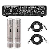 Behringer U-Phoria UMC204HD Audiophile 2x4 USB Audio/MIDI Interface, Bundle with Behringer C-2 Microphones, Pair, and 2x H&A 25' XLR Cable
