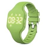Kids Led Activity Tracker Tracker Watch for Ages 5-15, No App Required, Digital Sport Wristwatch, Waterproof, Pedometer, Alarm Clock, Silicone Strap, for Teens Children Students Boys Girls (Green)