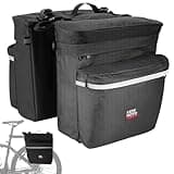 KEMIMOTO Bike Bag Panniers with Rain Cover, 34L Waterproof Bicycle Saddle Bag for Rear Rack Mountain Biking Bags Storage, Ebike Accessories for Commuter Grocery Shopping Travel Carrier, Black
