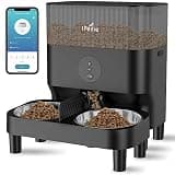 iPettie Automatic WiFi Pet Feeder for 2 Pets, 5L Capacity, 1-10 Meals Per Day, Adjustable Bowl Height, Smart Dog Cat Feeder with 2 Stainless Steel Bowls, 2.4G WiFi App Control for Cats and Small Dogs