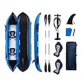 1-2 Persons Inflatable PVC Kayak Fishing Canoe Dinghy 3.0/3.7 M Single/Double Boats for Rafting Water Sports(Double Kayak-3.7m)