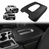 Muslogy Center Console Armrest Cover Fit for Chevy Silverado & GMC Sierra 2019-2026 Accessories, Comfort Armrest Pad Console Lid Cushion Vegan Leather Regular Thick(Split Bench Seat Console ONLY)
