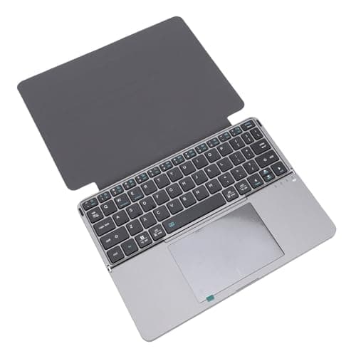 GOWENIC Ultra Slim Bluetooth Keyboard with Touchpad, Rechargeable Foldable 64 Key Keyboard, Full Size Ultra Slim Pocket Folding Key Board, Portable for Laptop Tablet (Gray)