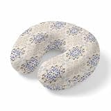Neck Pillow for Travel,Rustic Vintage Flower Memory Foam U Shaped Pillows,Portable Headrest Country Blue Beige Floral Pattern Neck Head Support Cushion for Home Office Car Airplane Sleeping
