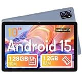 Tablet, Android 15 Tablets 10 inch with 12GB RAM+128GB Storage+2TB TF Card Expand, Octa-Core, 1280*800 HD Touch Screen Computer Tablet, 8-10H Long-lasting Battery Life,Wi-Fi & BT 5.0,Gray Blue