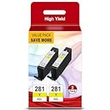 281XXL Yellow Ink Cartridge Replacement for Canon 281 CLI-281 CLI 281 Yellow Ink Tank Compatible with Canon Printer Pixma TR8520 TS9120 TS8120 TS6320 TR8622 TS702a TR8620a TS6220 TS8320 TS6220(2 Pack)