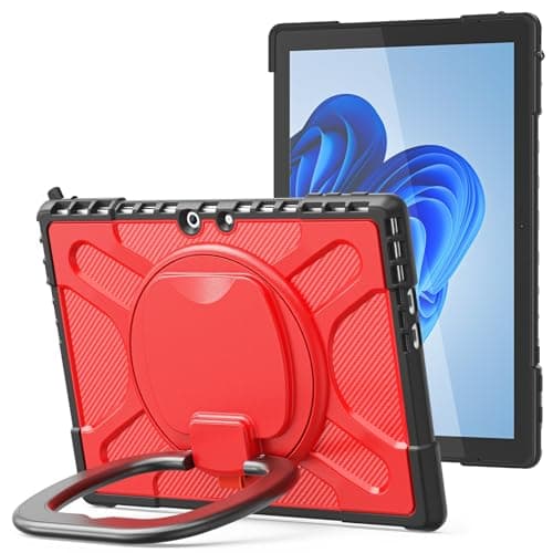 for Microsoft Surface Pro 11/Pro 10/Pro 9 Case 13 inch with Rotating Stand for Type Cover Keyboard with Kickstand, Shockproof Rugged Protective Case(Vermelho)
