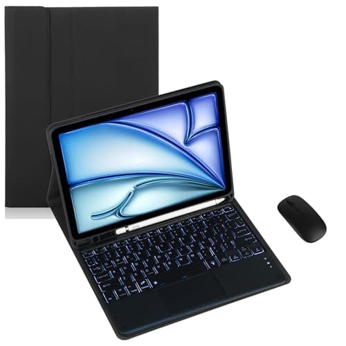 Keyboard Case for Samsung Galaxy Tab A11 2025 8.7-inch Tablet, with Stand and Detachable Bluetooth Keyboard Cover, Built-in Pen Slot, Designed for Galaxy A11 (Black,Backligh Touch Pad and Mouse)