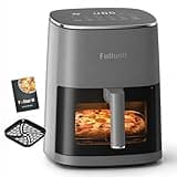 Fullwill 6QT Air Fryer, view window, 12-in-1: air fry, roast, bake, dehydrate. Nonstick, DW-safe basket. Max 400°F, 1700W. Darkgray. For parties.