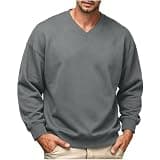 VXRDJU Men's Oversized Sweatshirt V Neck Long Sleeve Hoodie Pullover Shirt