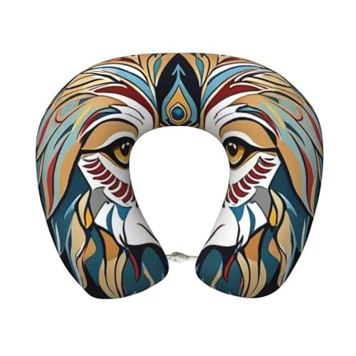 FHENTYU Noble Wolf Print Travel Sleep Neck Pillow, U Shaped Head Neck Support Pillow for Travel, Office, Car (Washable)