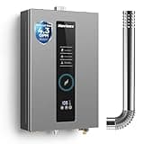 Tankless Water Heater, Novieex On Demand Water Heater Natural Gas, Up to 4.3 GPM, 100,000 BTU Instant Hot Water Heater with LED Display, Indoor Installation, 2-4 Point Use for Family Bathroom Kitchen