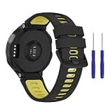 FVBBVCKAA Double Color Silicone Strap Fit For Garmin Forerunner 235 220 620 630 735 735XT Band Sport Bracelet Watch Band Replacement(Black yellow)